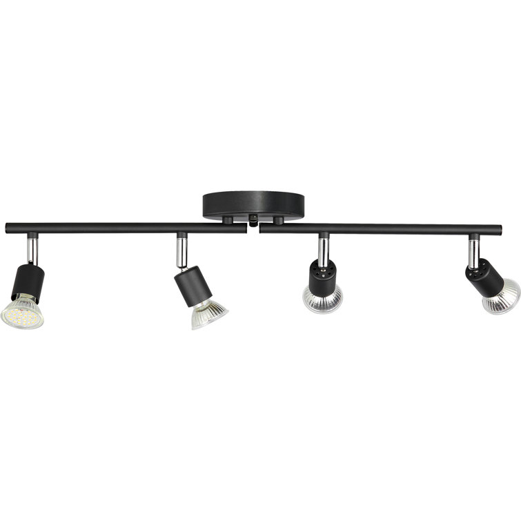 Matte Black Adjustable 4-Light LED Track Lighting Kit