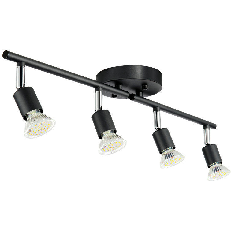 Matte Black Adjustable 4-Light LED Track Lighting Kit