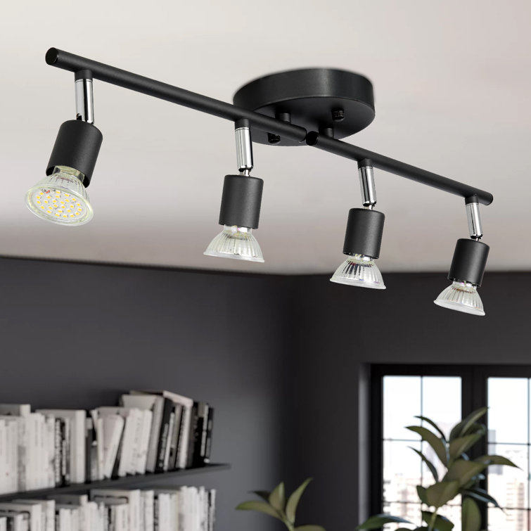 Matte Black Adjustable 4-Light LED Track Lighting Kit
