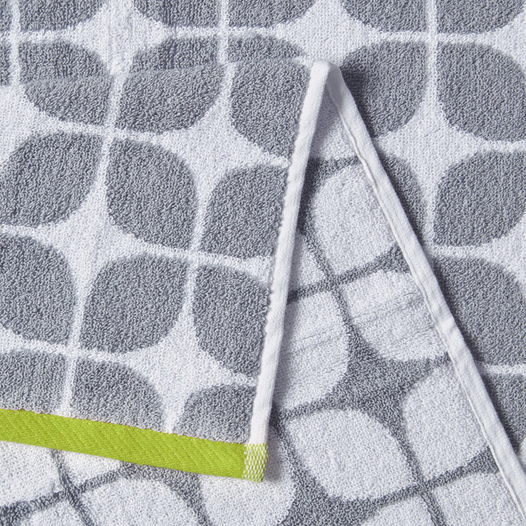 Lita 6-Piece Gray and Green Cotton Jacquard Towel Set