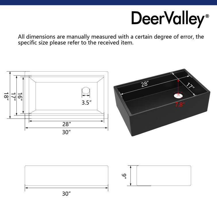 30-Inch Dark Brown Stainless Steel Farmhouse Drop-In Sink