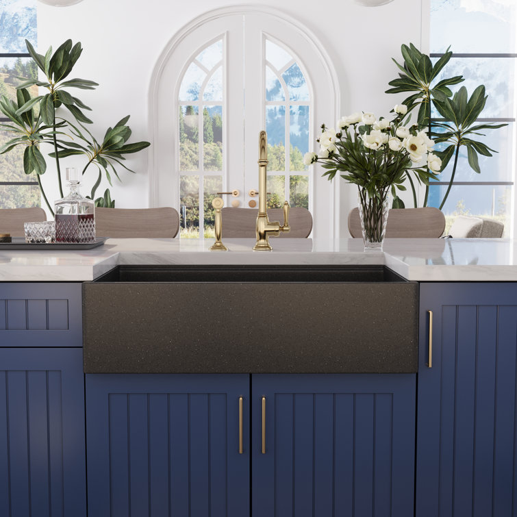 33" Dark Brown Stainless Steel Farmhouse Drop-In Kitchen Sink