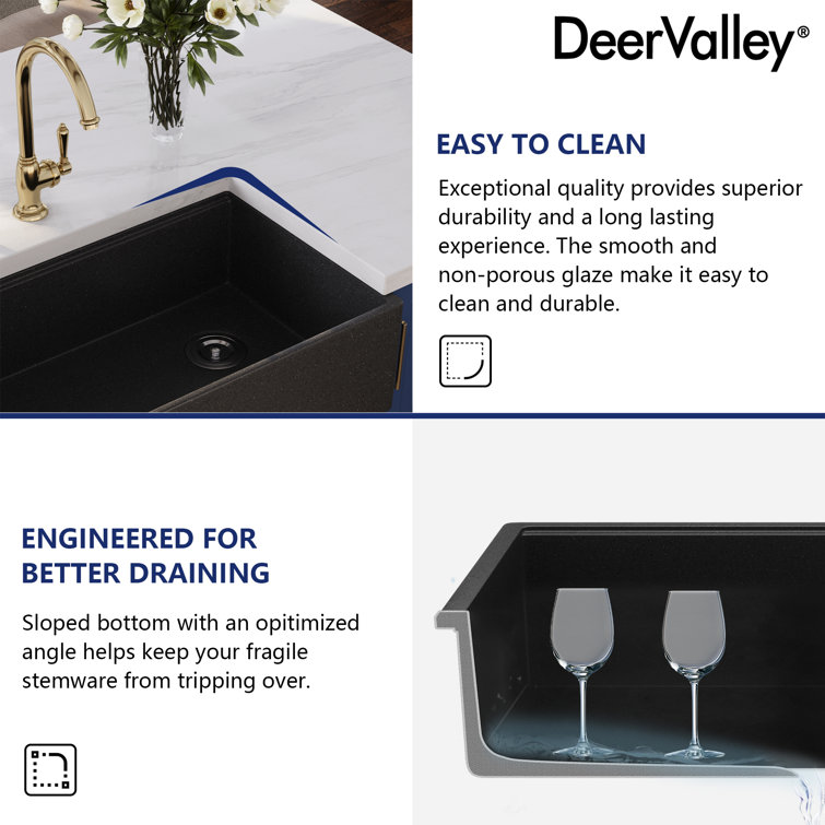 33" Dark Brown Stainless Steel Farmhouse Drop-In Kitchen Sink