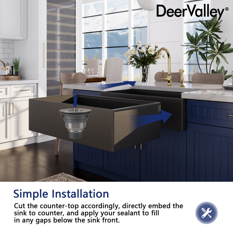 33" Dark Brown Stainless Steel Farmhouse Drop-In Kitchen Sink