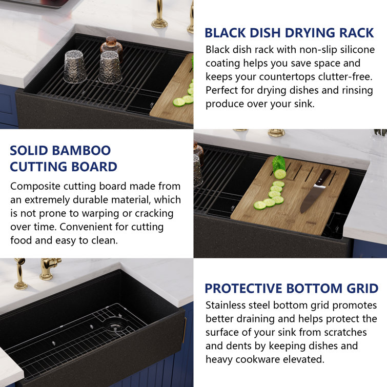 33" Dark Brown Stainless Steel Farmhouse Drop-In Kitchen Sink