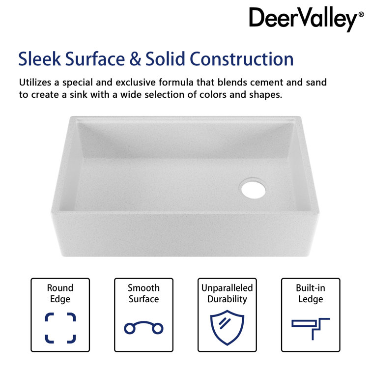 33" Gritty White Stainless Steel Farmhouse Workstation Sink