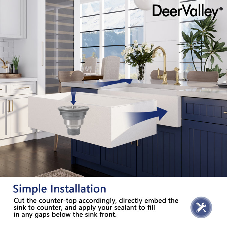 33" Gritty White Stainless Steel Farmhouse Workstation Sink