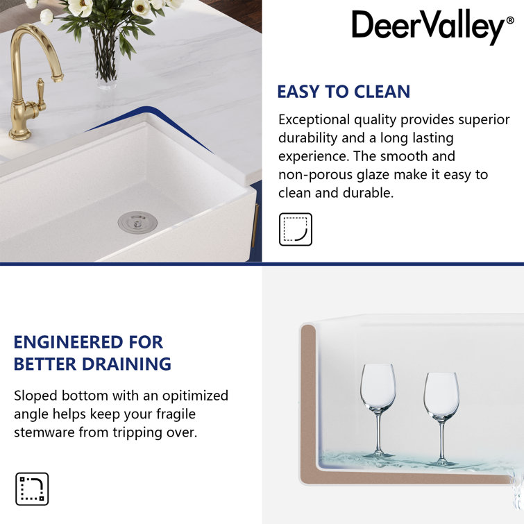 33" Gritty White Stainless Steel Farmhouse Workstation Sink