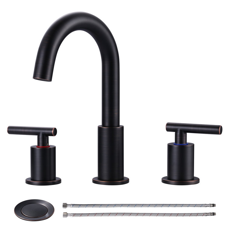 Oil Rubbed Bronze Double Handle Widespread Bathroom Faucet