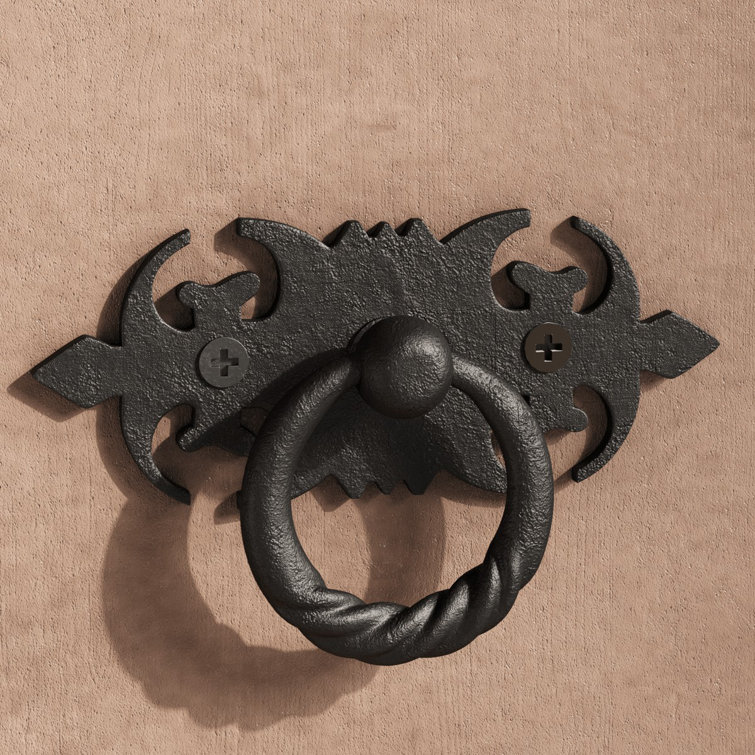 Black Wrought Iron Traditional Ring Pull Handles, Pack of 2