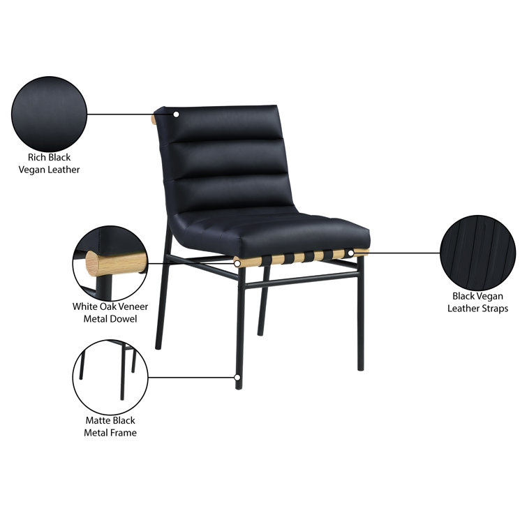 Burke Black Faux Leather Upholstered Side Chair with Metal Frame