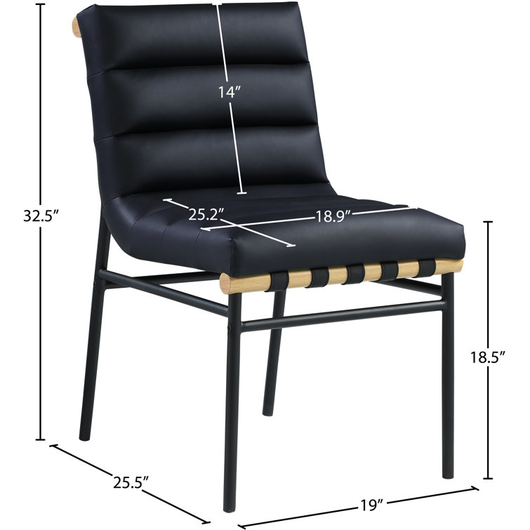 Burke Black Faux Leather Upholstered Side Chair with Metal Frame