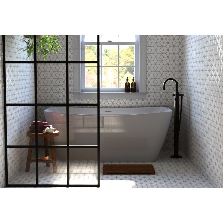 Mosaic 34" Matte Black Framed Shower Screen with Fluted Glass