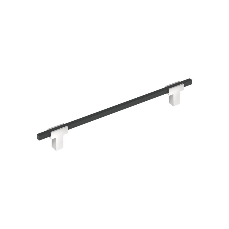 Polished Chrome and Matte Black Modern Cabinet Pull