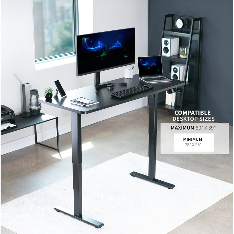 Black Adjustable Steel Electric Standing Desk Frame