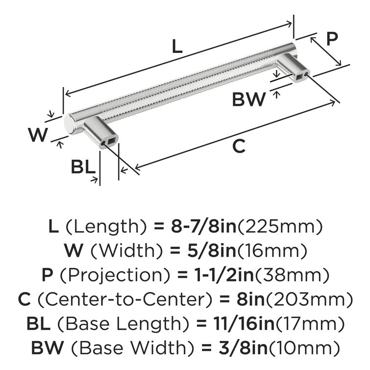 Polished Chrome 8-Inch Modern Industrial Bar Pull