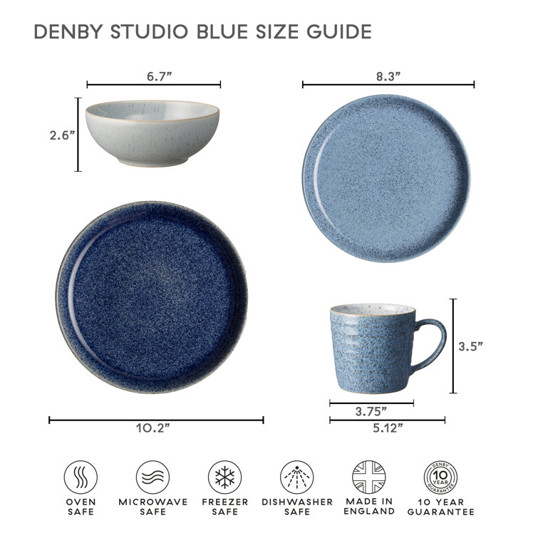 Handcrafted Ceramic Nautical Blue Salad Plates, Set of Four