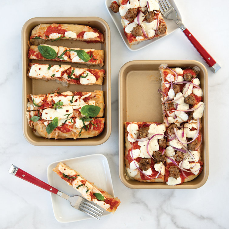 Compact Gold Aluminum Nonstick Eighth Sheet Pan