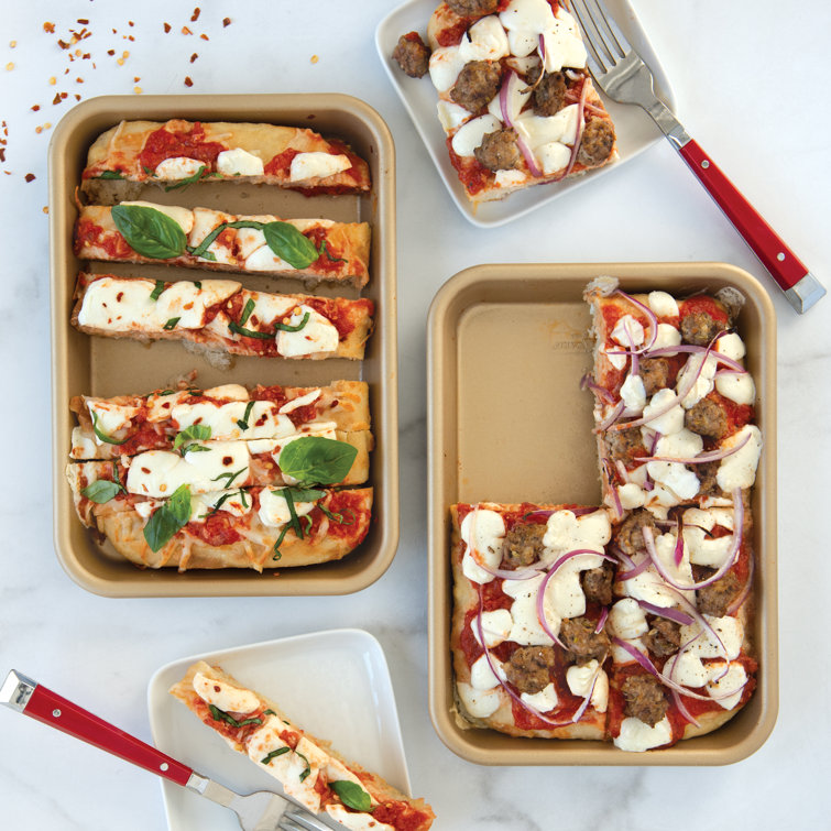 Compact Gold Aluminum Nonstick Eighth Sheet Pan