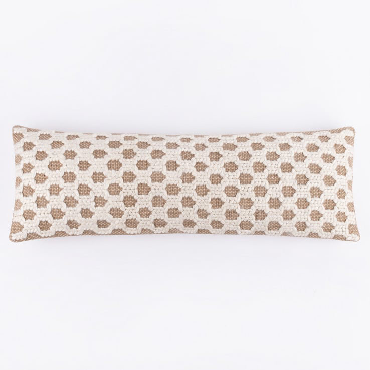 Natural Cotton Honeycomb Textured Extra-Long Bolster Pillow