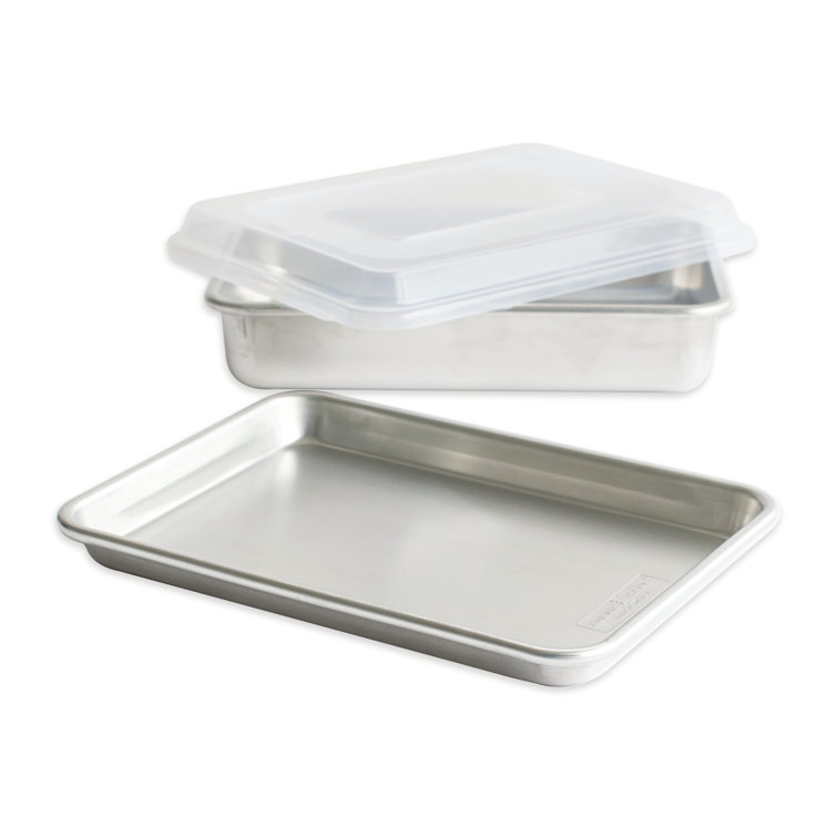 Natural Aluminum 3-Piece Baking Set with Plastic Lid