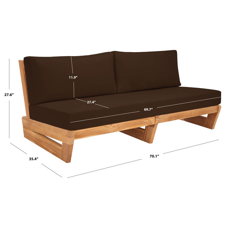 Natural Teak Outdoor Loveseat with Dark Brown Cushions