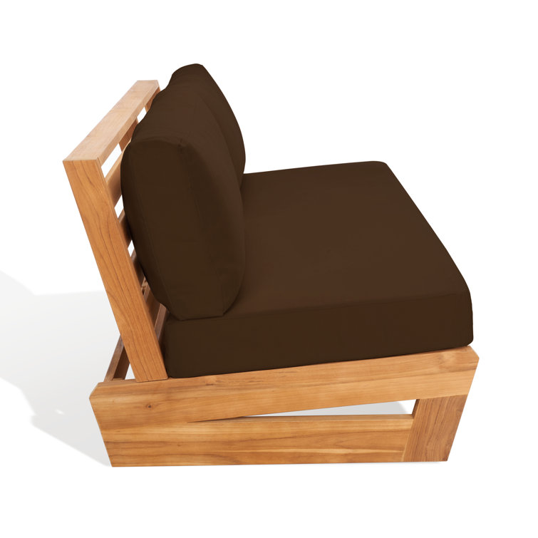 Natural Teak Outdoor Loveseat with Dark Brown Cushions