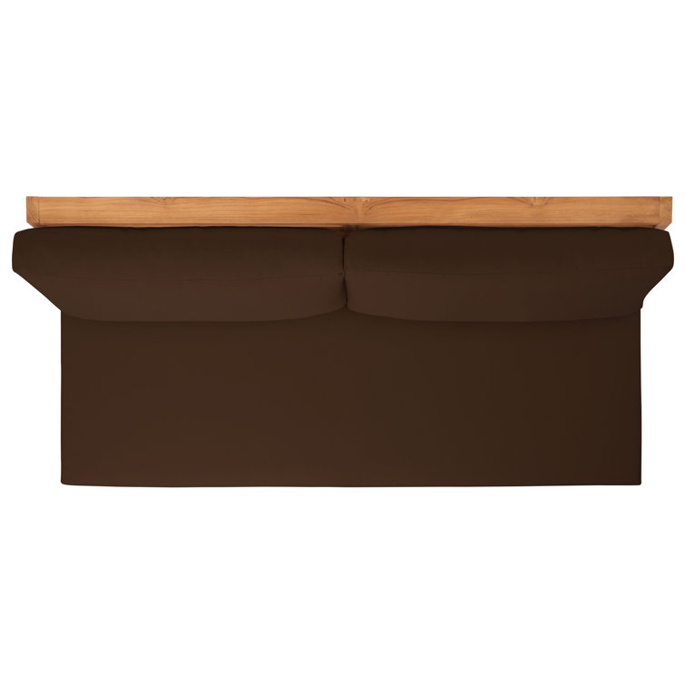 Natural Teak Outdoor Loveseat with Dark Brown Cushions