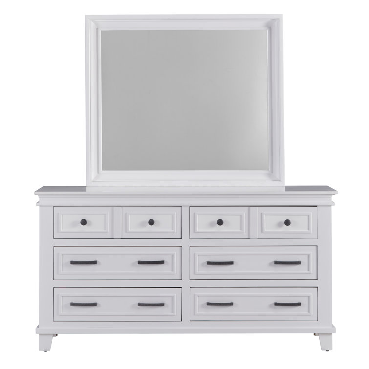 White Pine Transitional Dresser with Mirror