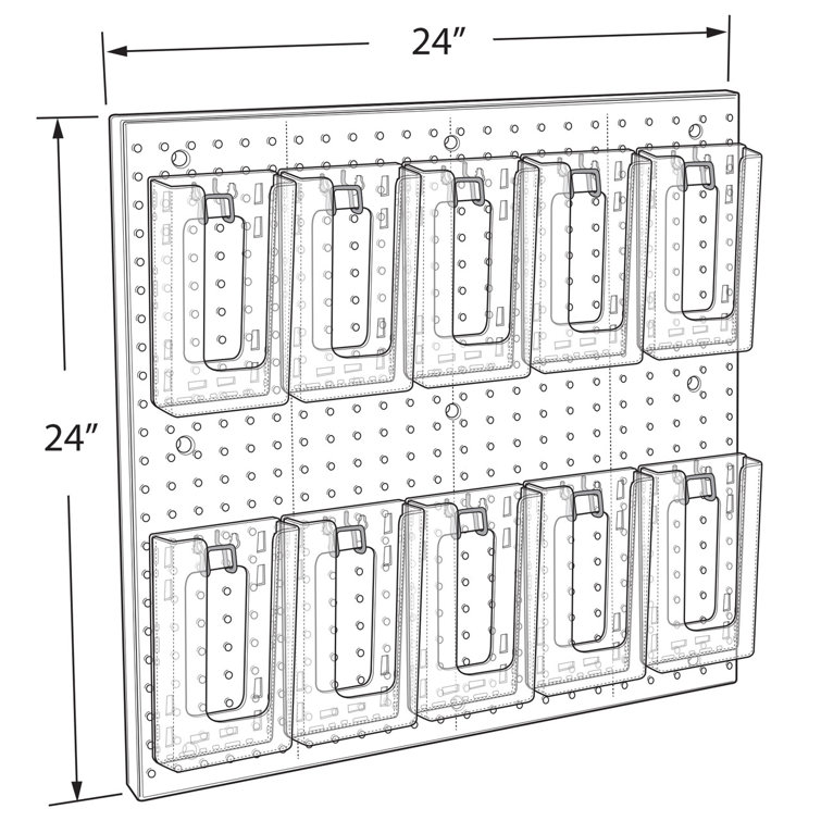 Clear Acrylic 10-Pocket Wall Mounted Literature Holder