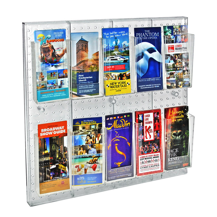 Clear Acrylic 10-Pocket Wall Mounted Literature Holder