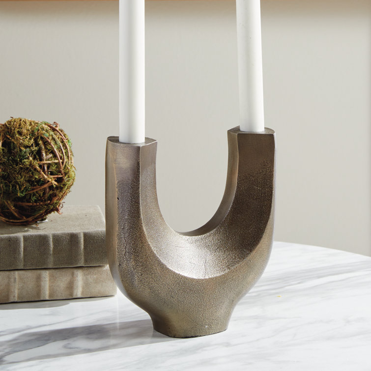 Modern Bronze 2-Taper Metal Candelabra