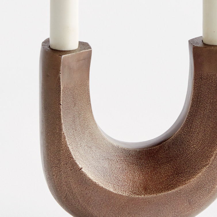 Modern Bronze 2-Taper Metal Candelabra