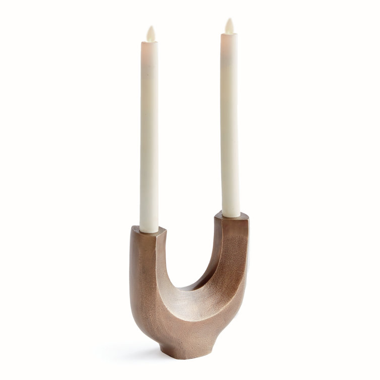 Modern Bronze 2-Taper Metal Candelabra