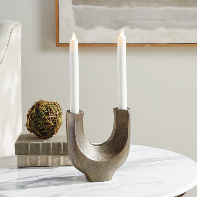 Modern Bronze 2-Taper Metal Candelabra