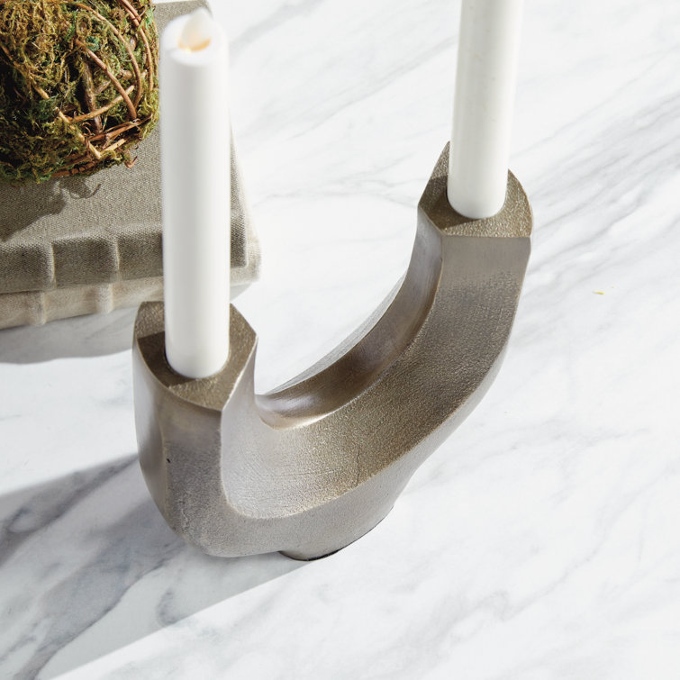 Modern Bronze 2-Taper Metal Candelabra