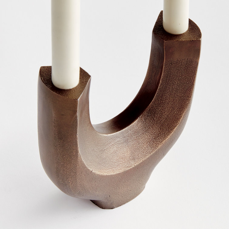 Modern Bronze 2-Taper Metal Candelabra