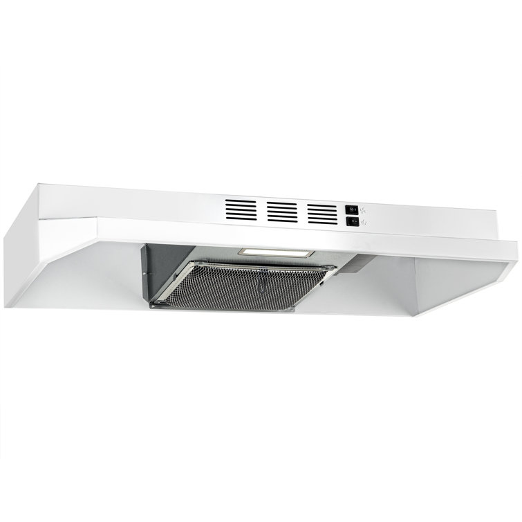 24-Inch White Stainless Steel Convertible Under Cabinet Range Hood