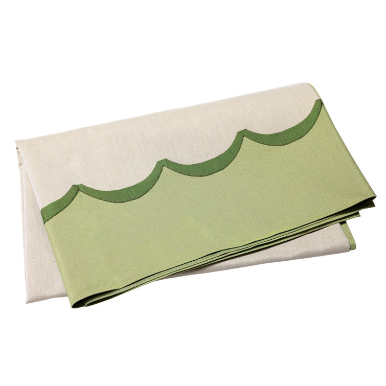 Green Scalloped Jacquard Rectangle Tablecloth