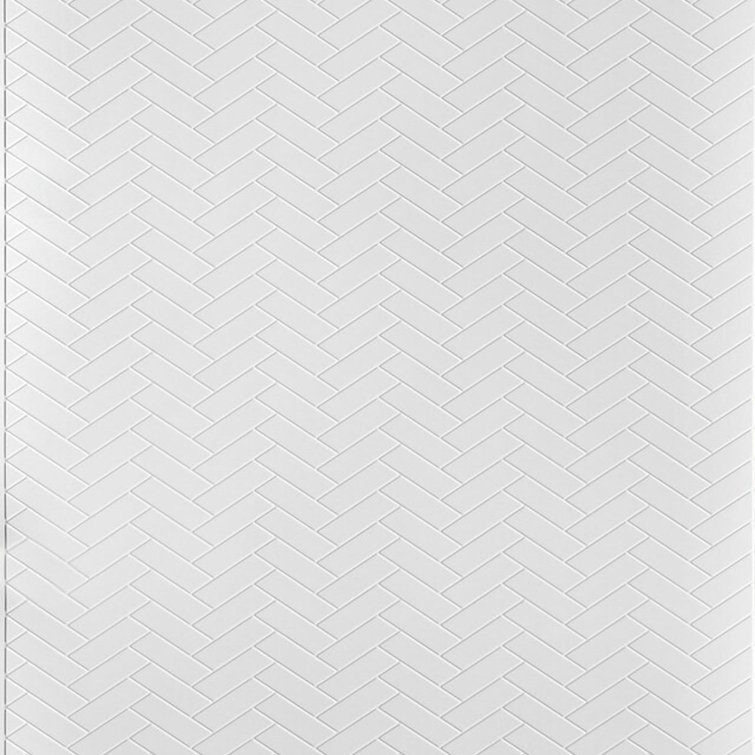 Herringbone Gloss White 3D Textured PVC Wall Panels 4ft x 8ft