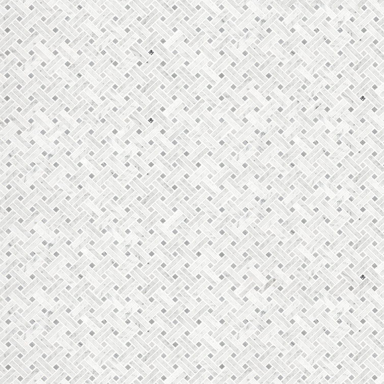 Carrara White Basketweave Polished Marble Mosaic Tile Sheet