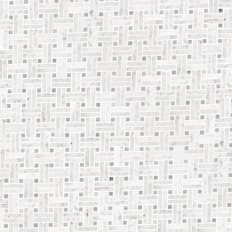 Carrara White Basketweave Polished Marble Mosaic Tile Sheet