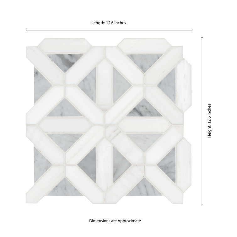 Bianco Dolomite 12'' x 12'' White Marble Mosaic Tile