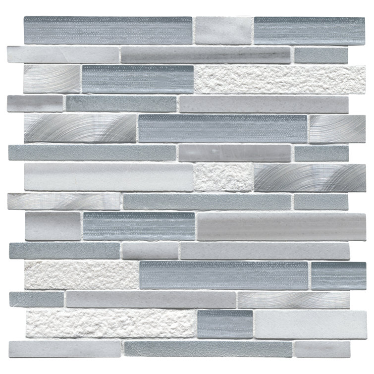 Harlow 12'' x 12'' Gray and White Glass Stone Mosaic Tile