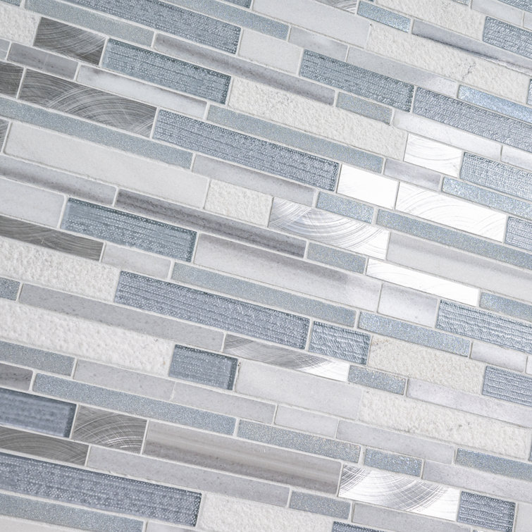 Harlow 12'' x 12'' Gray and White Glass Stone Mosaic Tile