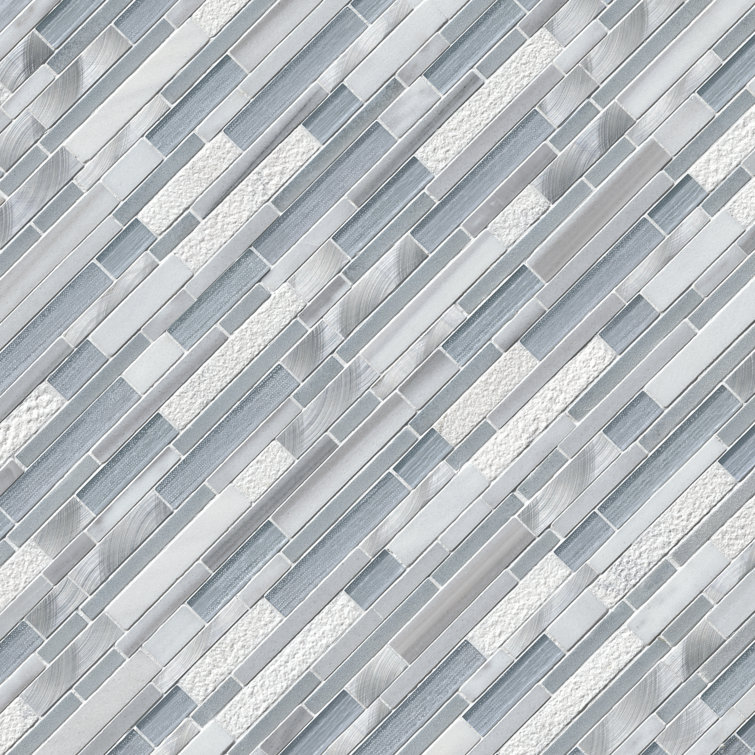 Harlow 12'' x 12'' Gray and White Glass Stone Mosaic Tile