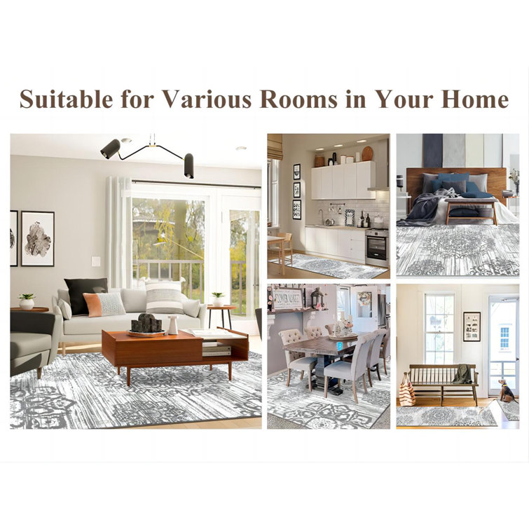 Light Gray 9' x 12' Tufted Oriental Cotton Area Rug