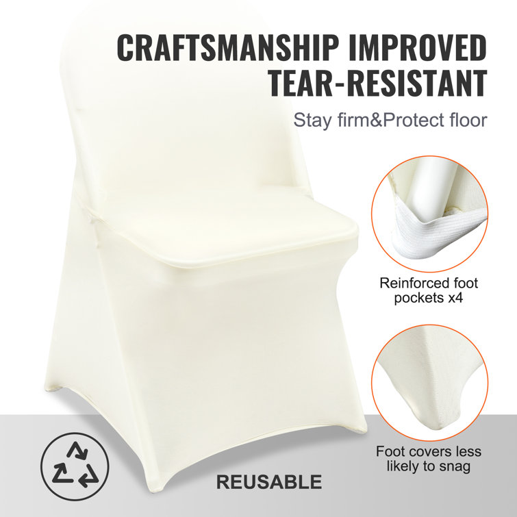 Ivory Stretch Spandex Chair Covers for Dining and Events