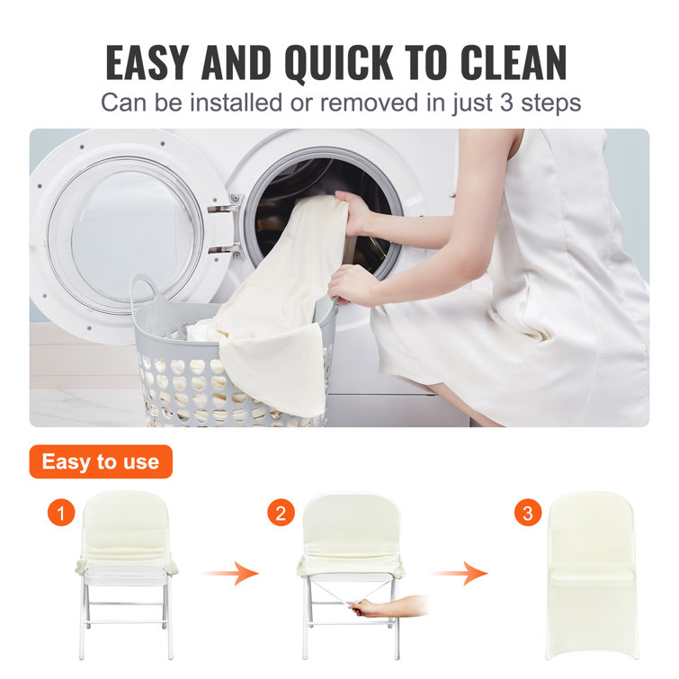 Ivory Stretch Spandex Chair Covers for Dining and Events