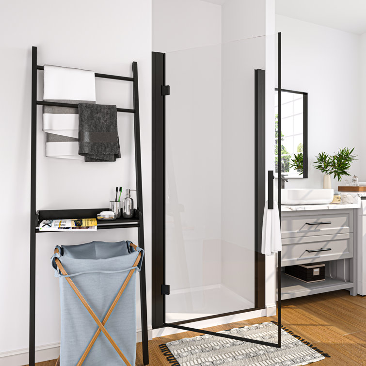 36'' x 72'' Frameless Clear Glass Pivot Shower Door in Matte Black
